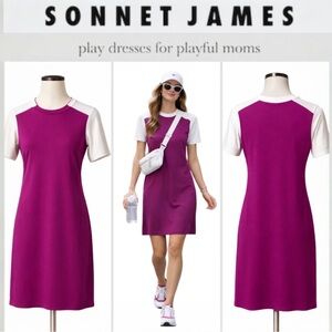 Sonnet James | EUC Magenta & White Colorblock T-Shirt Dress (Size S/M)